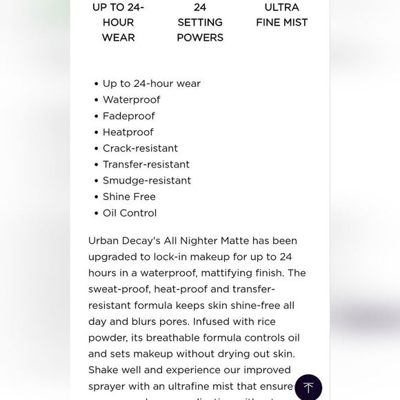 Urban Decay All Nighter Setting Spray Matte Finish- Travel Size - Picture 11 of 11